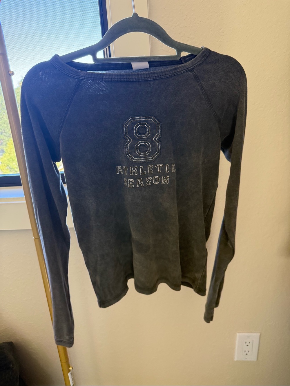 Zara Black Washed Crewneck Tee with Athletic '8' Graphic